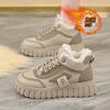 Inverno Novos Sapatos de Cano Alto Forrados com Lã Femininos Estilo Coreano All-match Sapatos de Algodão Quentes Espessados Sapatos Casuais Sapatos de Skate Sapatos da Moda