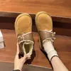 Birkenstock de Solado Grosso de Pelúcia Feminino Botas de Neve Quentes 2026 Outono/Inverno Mocassins de Pelo Slip-on Sapatos Baixos de Algodão