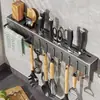 Soporte para cuchillos, estante de almacenamiento de cocina sin taladro, organizador de utensilios multifuncional para pared para cocina, incluye espátulas, palillos y cucharas