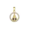 Cobre Dorado Forma Circular de Ventilador Hoja de Arce Moda Transfronteriza DIY Joyería Cobre Circonita Microincrustada Colgante