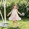 Vestido con Tirantes Florales Estilo Bosque, Nuevo Estilo de Verano Vestido con Tirantes Bordado y Volantes para Bebés Niñas