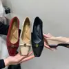 Zapatos de Mujer Estilo Francés 2026, Estilo Hada Suave Inspirado en Chanel, Zapatos de Noche con Lazo, Negro y Rojo