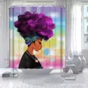 Cortina de Ducha Serie Cabeza de Mujer Morada, Múltiples Diseños Florales, Juego de Tres Piezas para Baño Impreso Digitalmente, Juego de Cuatro Piezas, Gran Cantidad, Excelente Precio