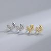 S925 Prata esterlina incrustada de diamante torto em forma de coração em forma de parafuso Pin Brincos sem tampo Japonês-coreano elegante K-chapeado Luz Luxo Estilo Mulheres