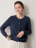 ¡Artículo versátil! Cárdigan básico de cuello redondo 100% cachemira para mujer, suéter corto de cachemira pura, cárdigan de punto, chaqueta pequeña