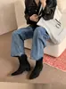 Botines Nuevos Otoño/Invierno 2026 Puntiagudos Tacón de 5CM que Aumenta la Altura Mujer Botas Western Retro de Gamuza Cremallera Trasera Botas Adelgazantes