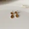 Pendientes Colgantes Populares de Piedra Ojo de Tigre Aguja de Plata Maillard Retro Elegantes Versátiles Pendientes de Lujo Accesible Pendientes de Gama Alta para Mujeres