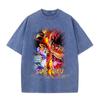Camiseta de Manga Curta Masculina e Feminina com Estampa Digital Indústria Pesada Americana Casual Versátil Top Solto