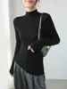 Suéter básico de punto de lana sin costuras con diseño de onda de hilo Yangtze de alta gama para mujer, otoño e invierno, cuello semi-alto, manga larga