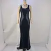 Ropa Europea y Americana Transfronteriza Moda Nueva Invierno 2024 Vestido Chaleco de Color Sólido con Escote en U y Abertura Comercio Exterior al por Mayor