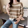 Suéter corto de rayas con flecos para mujer, nuevo estilo de otoño, corte holgado, top de punto moderno y popular, prenda de abrigo elegante