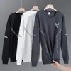 Moletom Casual Masculino Novo Outono Preto e Branco Cinza Solto Gola Redonda Pulôver Manga Longa Top Esportivo Jaqueta Versátil