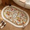 Tapete de Piso Ovalado Retro para Baño Tapete Antideslizante para Inodoro Tapete Absorbente de Barro Diatomeo Alfombra Tapete para Baño Inodoro Tapete de Puerta