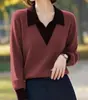 Polo de Punto Falso Dos Piezas Punto 2025 Estilo Extranjero Principios de Otoño Nuevo Punto Casual Top de Dos Piezas para Mujer