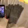Guantes de Cinco Dedos de Pelo de Conejo para Mujer, Invierno, A prueba de Frío, Cálidos, para Montar, Estilo Coreano, Ins, Color Sólido, Bricolaje, Comercio Exterior, Guantes de Lana Tejidos