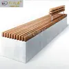 Banca de hormigón para ingeniería municipal exterior, banco de piña de madera anticorrosiva para ocio, asiento de espera para paisaje