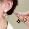 Pendientes de Colgante de Flor de Circonita Estilo Retro de Corte Pendientes Niche Moda de Gama Alta Collar Simple Versátil Juego de Joyería