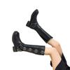 Botas Martin marrones de tacón grueso con hebilla de cinturón para mujer, botas hasta la rodilla estilo retro de primavera y verano, botas estilo western, botas de moda de caballero