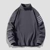 Suéter de Terciopelo Alemán para Hombre Invierno Nuevo Suelto Casual Guapo Ropa Exterior Decorativo con Cinta de Cuatro Barras Cuello Semi-Alto Combinable Protección