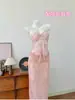 Tailandia Nuevo 2026 Sesión de Fotos de Vacaciones en Isla Sexy Top de Tubo de Encaje Falda Larga con Abertura Traje de Baño de Tres Piezas