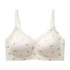 Lingerie Feminina de Verão Fina para Seios Pequenos, Anti-Queda, Estampa Floral, Novo Popular 2026 Sutiã Confortável Sem Costura