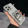 Adequado para Capa de Celular Novo Modelo Iphone17E com Suporte de Coelho e Decoração de Diamante, Capa Protetora de Luxo para Apple 16Pro, Feminina 1514