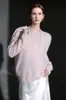 Loja Oficial Shanghai Dan Nong/Suéter de Tricô Sem Costura com Gola Redonda e Acabamento Escovado em Cashmere para Mulheres, Suéter Pulôver Solto para Outono e Inverno