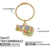 Conjunto de Joias Ins Fashion Colorido com Strass Zircônia Flor Colar Pulseira Brincos Anel para Mulheres Aço Inoxidável Ouro 18K