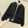 Grande quantidade em estoque jaqueta acolchoada de algodão feminina plus size curta de inverno casaco acolchoado de algodão rede vermelha lã cordeiro costura jaqueta acolchoada pequena