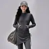 Outono Inverno Fitness Feminino Manga Longa Justa Jaqueta de Yoga Falso Conjunto de Duas Peças Calça Esportiva Elástica Modeladora Pilates Treinamento Outono