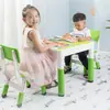 Mesa cuadrada multifuncional de bloques de construcción. Mesas y sillas para niños. Mesa de juego de rompecabezas para jardín de infantes. Mesas y sillas de juguete elevables