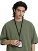 Nova Camiseta de Verão Estilo Americano Pesada 260g Desgastada de Manga Curta para Homens e Casais, Caimento Solto, Ombro Caído, Estilo Casal de Manga Curta