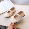 Zapatos de Princesa con Lazo de Encaje para Niñas Van Ka Hao 2026 Otoño Nuevos Zapatos Individuales de Suela Suave Plateados Zapatos Pequeños de Cuero