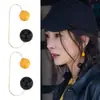 Aretes del Mismo Estilo que Mi Mi, Aretes Doble Bola Amarilla, Nueva Moda de Alta Gama para Mujer, Diseño Retro de Nicho, Aretes de Botón Personalizados