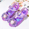 Sapatos Roxo Kuromi Princesa Salto Alto Meninas Primavera e Outono Sapatos Sola Macia Infantil Sapatos de Cristal Sapatos de Couro para Menininhas