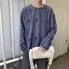 Camiseta de manga larga para hombre Diseño con sentido Alto sentido de calidad Camisa base desgastada Suéter Holgado Versátil Cuello redondo Pulóver Top