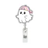 Porta Credencial Halloween Fantasma Acrílico con Clip de Cocodrilo Retráctil Tirón Fácil Carrete Giratorio Regalo Médico Clip de Tirón Fácil