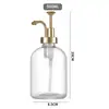 Botella dispensadora de gel antibacterial de acero inoxidable de 500 ml tipo pulsador, botella transparente de vidrio para champú, gel de ducha, apretable, dividida