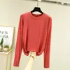 Camiseta Base de Modal Manga Larga para Mujer Corte Ajustado Ropa Interior Otoño Top Cuello Redondo Nuevo 2024 Primavera y Otoño Estilo Occidental