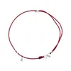 Tobillera de Plata de Ley 925 con Nudo de Lazo y Cuentas Redondas en Hilo Rojo para Mujer, Diseño Sencillo Hecho a Mano, Dulce Accesorio para Mejor Amiga Estudiante F4806