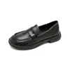 Mocasines de mujer estilo británico personalizados con suelas gruesas, zapatos pequeños de piel estilo universitario para primavera y otoño, zapatos sin cordones para mujer talla grande