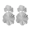 Diseño de moda transfronterizo europeo y americano, metálicos, brillantes, aretes plegables, aretes geométricos de pétalos vintage para mujer