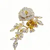 Broche de zircão incrustado de cobre resistente, temperamento da moda, alfinete floral, casaco, corpete, acessórios de vestido elegantes e dignos