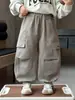 Q043 Pantalones de Otoño para Niños Estilo Nuevo Ropa Urbana Genial para Niños Pequeños Pantalones de Trabajo para Primavera y Otoño Pantalones Casuales Elegantes para Niños