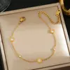 Pulsera de acero de titanio de cuerpo entero de venta caliente transfronteriza para mujer, temperamento de lujo ligero, coreana, galvanoplastia de oro real de 18K, venta al por mayor de joyería