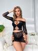 Tentación Europea y Americana Ins Jacquard Transparente Diamante Caliente Conjunto de Dos Piezas Sexy Lencería Femenina Pasión Sexy Conjunto Sin Quitar Venta al Por Mayor