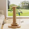 Tabla Rascadora de Madera Maciza para Gatos, Poste Rascador de Sisal Duradero y que No Suelta Pelusa, Juguete para Gatitos, Caña de Juguete para Gatos, Autoentretenimiento y Alivio del Aburrimiento, Juguete Trepador para Gatos