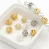 Cuentas de calabaza de oro real de 18 quilates que conservan el color, microincrustadas con circonita, bola hueca, cuentas de sandía, accesorios de espaciador de bola de diamante para joyería DIY C45