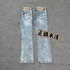 Jeans Vintage Lavados Azul Hielo Cleanfit para Hombre, Nueva Colección Primavera/Otoño Estilo Americano Corte Delgado Ambiente High Street Pantalones de Campana