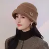 Nuevo sombrero de lana retro de tweed estilo francés para mujer, moderno sombrero de pescador de lana para otoño e invierno, sombrero tipo cubo elegante y que adelgaza el rostro